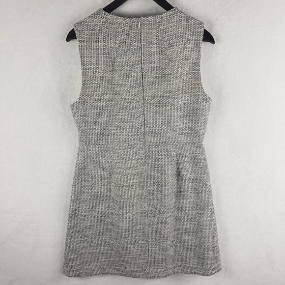 Topshop A-Line Sleeveless Dress Women 10 Tweed Buckle in Cream, Black, Grey EUC - Picture 7 of 9